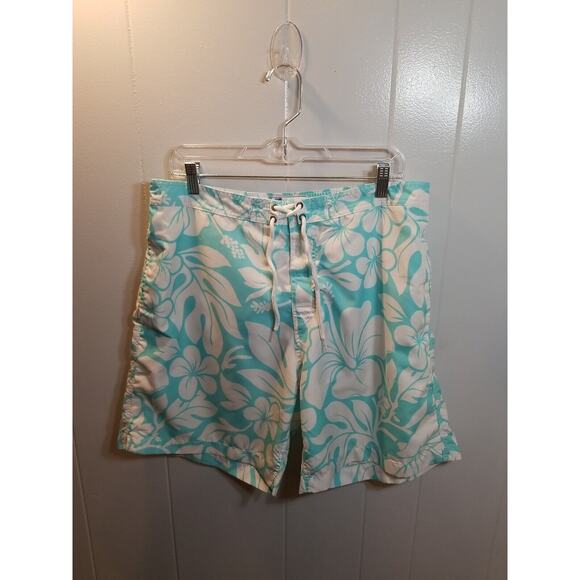 Trunks surf & Swim Co. Mens Turquoise Floral Swim Trunks Size XL - Picture 1 of 8